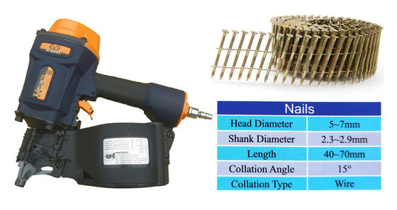 Supporto personalizzato OEM Pallet Making Coil Nail Gun HPCN70 in lega di alluminio