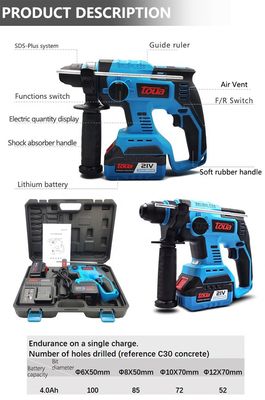 Foratore elettrico senza spazzole da 21V leggero con batterie al litio da 2,0Ah
