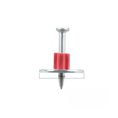 7.6mm Diametro della testa 25mm Lavatrice in acciaio Chiodi in acciaio ad alta velocità per pin di calcestruzzo PDW