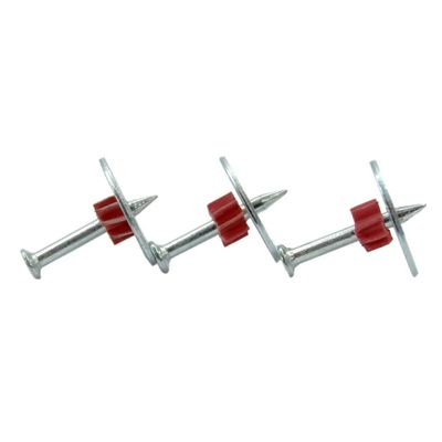 Materiale da costruzione di costruzione fissaggio di pin PDW ad alta velocità chiodi in acciaio di cemento con lavastoviglie in acciaio da 25 mm Standard ISO