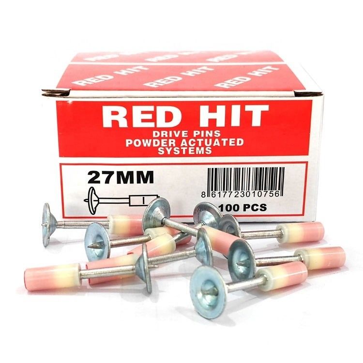 100pcs pacchetto di RED HIT piccoli fissaggi per soffitti chiodi rotondi per mini-pistola da chiodo per soffitti